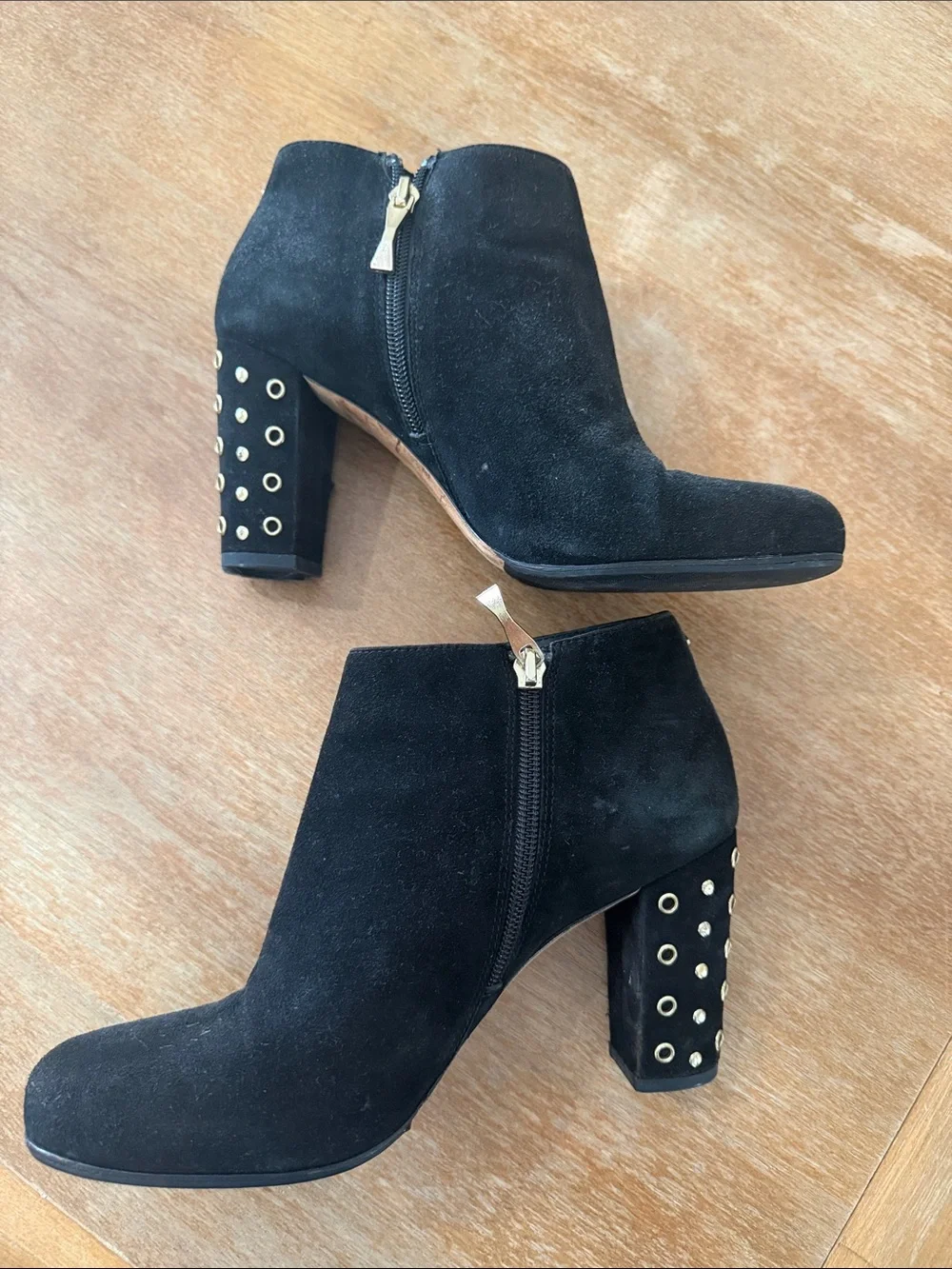 Kate Spade Black Suede Studded Ankle Booties - Size 7.5